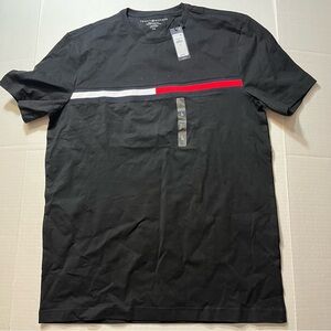 Tommy Hilfiger L Navy Embroidered Long Rectangle Logo T-SHIRT Tee NWT Cotton